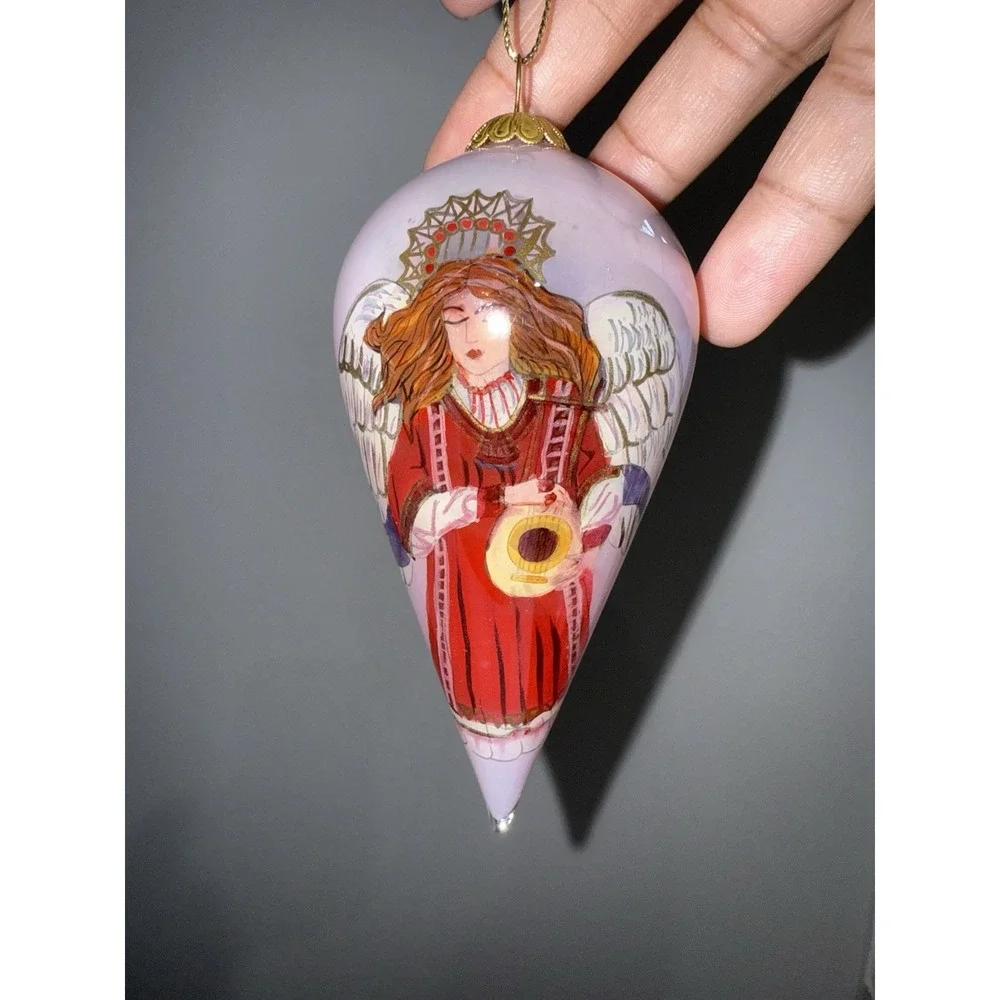 Pier 1 Li Bien Christmas Ornament 2003‎ Tear Drop Blown Glass Angel VTG